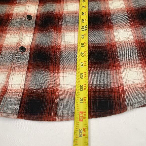Sun + Stone Men’s  Flannel Button Down Tattersall Shirt Plaid Red Black- XXL - Picture 10 of 14
